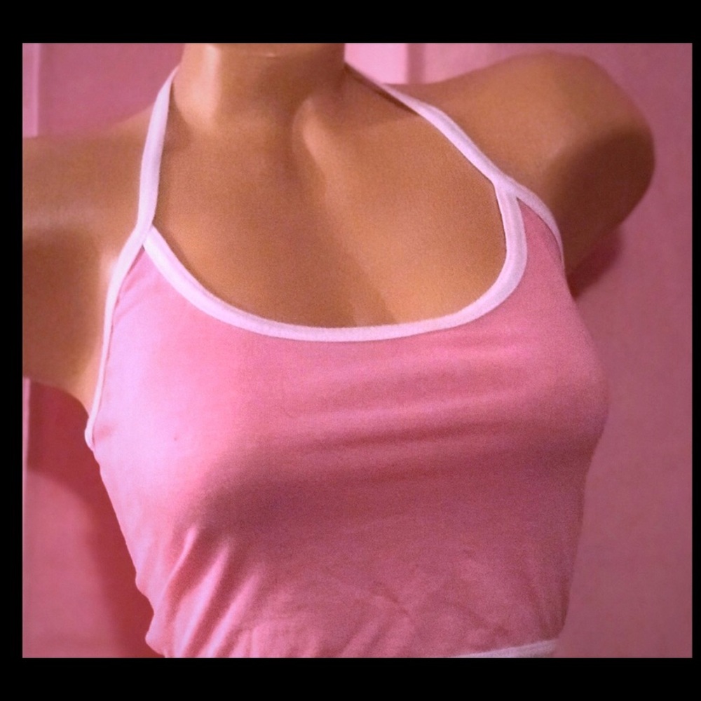 Pink crop top halter sexy bunny playboy doll T1